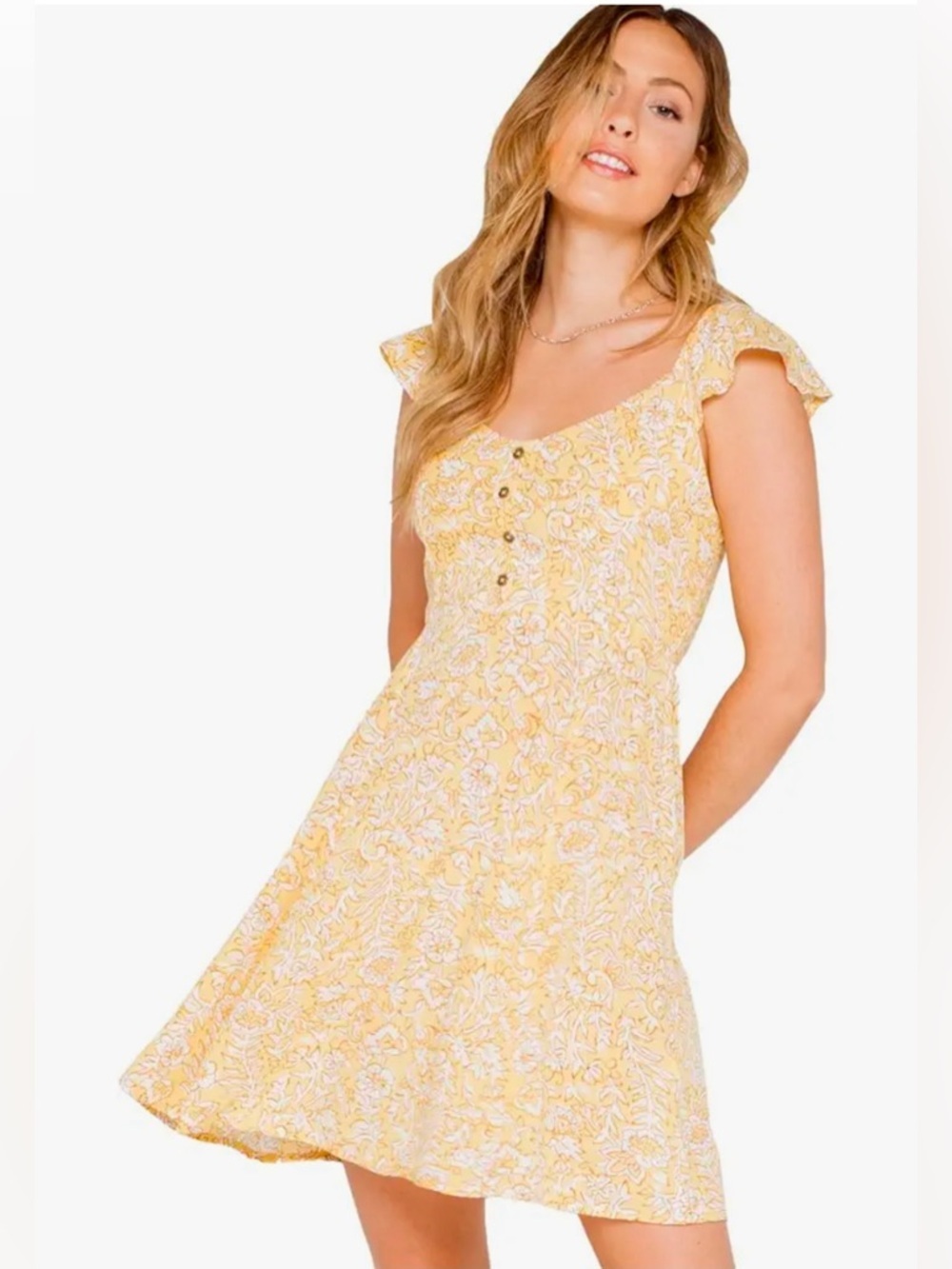 Billabong Forever Yours Woven Smock Floral Mini A-line Dress Coquette Size Small - Picture 1 of 15